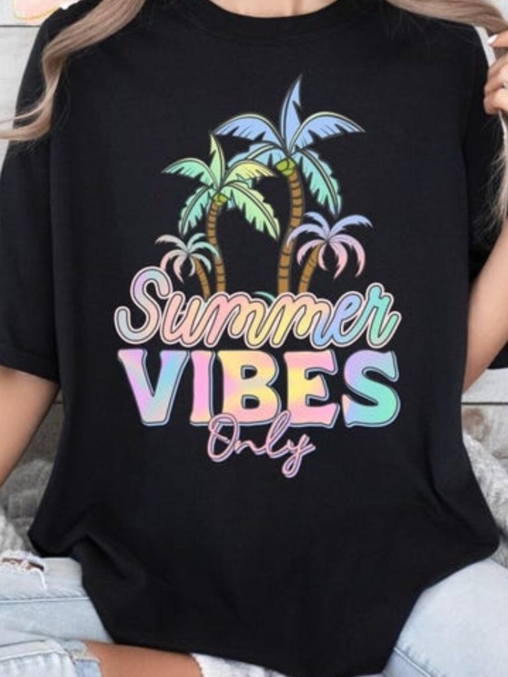Summer Vibes Palm Tree Shirt, Tropical Beach Graphic Tee